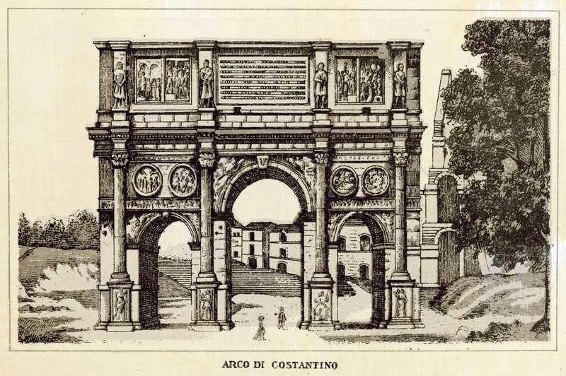 Roma: Arco di Costantino (litografia) da Italian School
