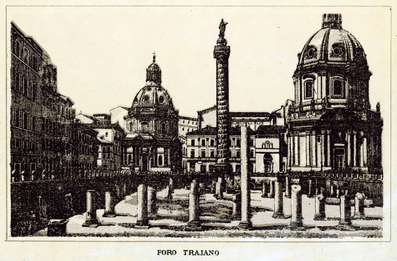 Roma: Foro Traiano (litografia) da Italian School
