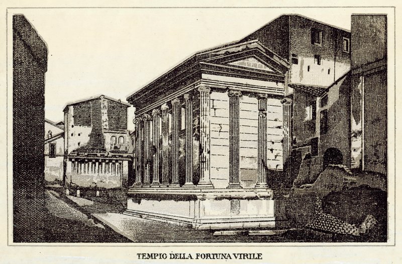 Roma: Tempio della Fortuna Virile (litografia) da Italian School