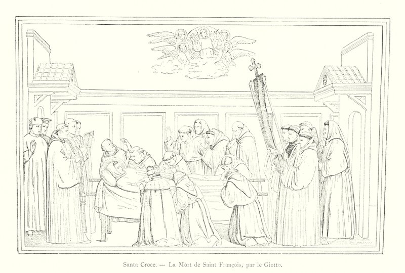 Santa Croce, la morte di San Francesco, di Giotto (incisione) da Italian School