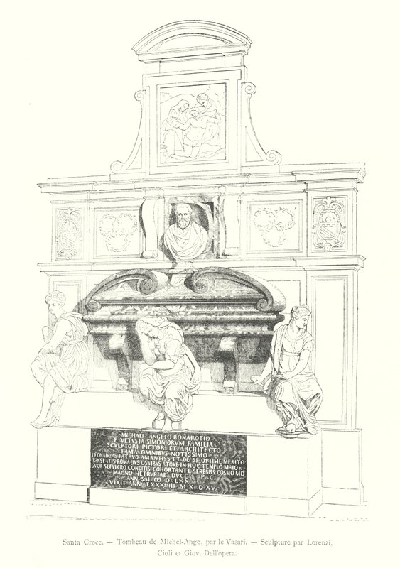 Santa Croce, Tomba di Michelangelo, di Vasari, Scultura di Lorenzi, Cioli e Giov Dell
