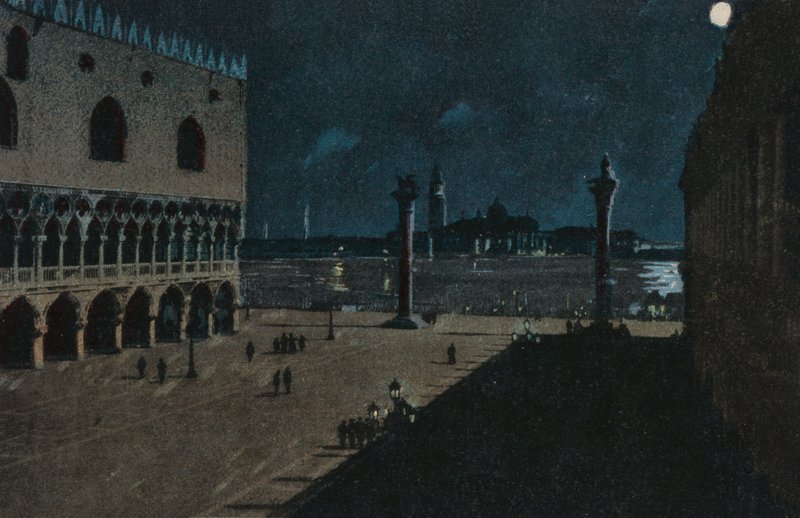 Il Palazzo Ducale (litografia a colori) da Italian School