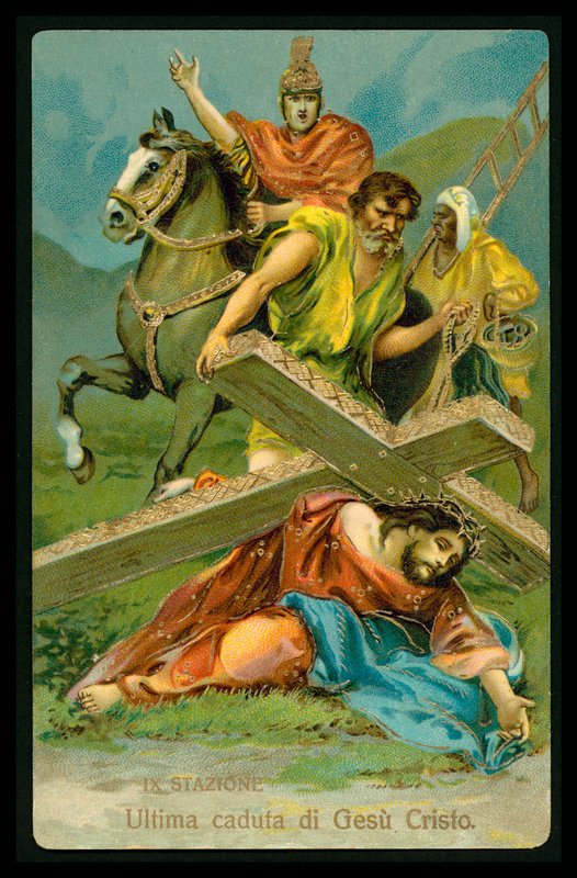 Le stazioni della Via Crucis (da un set di 14) (litografia a colori) da Italian School