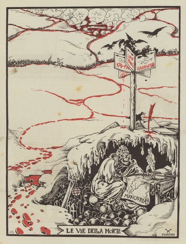 Le vie della morte (litografia a colori) da Italian School