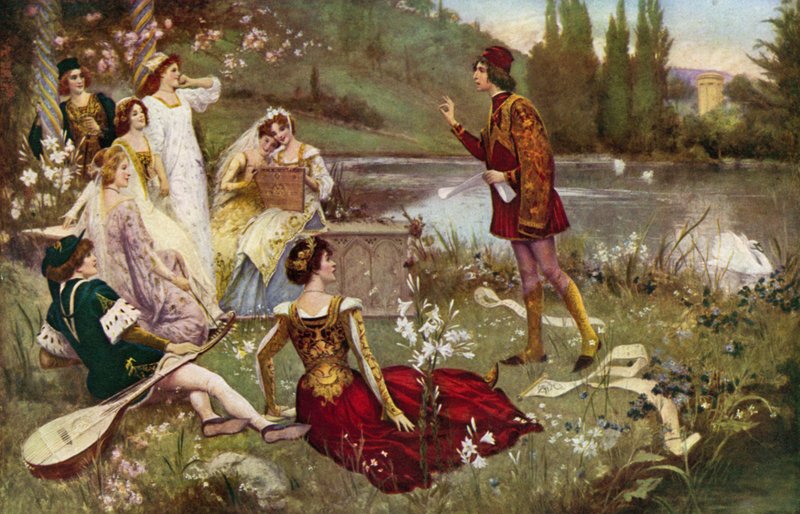 Il racconto di una delle storie del Decameron da Italian School