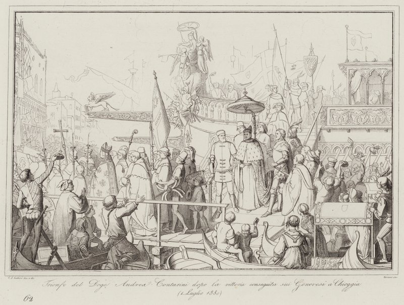 Trionfo del Doge Andrea Contarini dopo la vittoria sui Genovesi a Chioggia da Italian School
