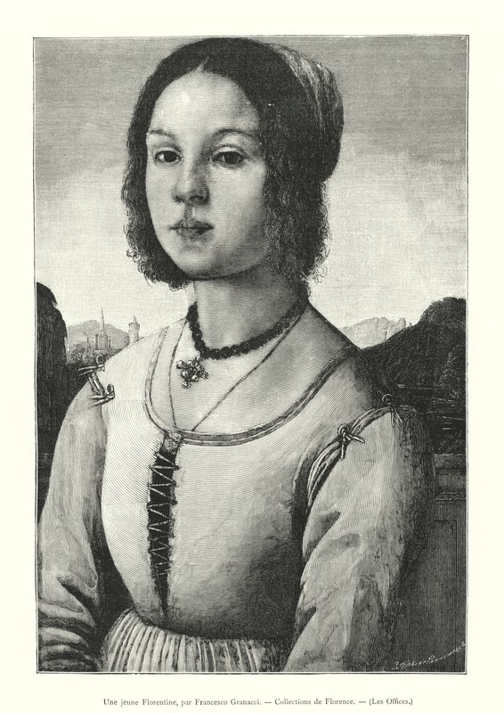 Una giovane fiorentina, di Francesco Granacci, Collezioni di Firenze, Gli Uffizi da Italian School