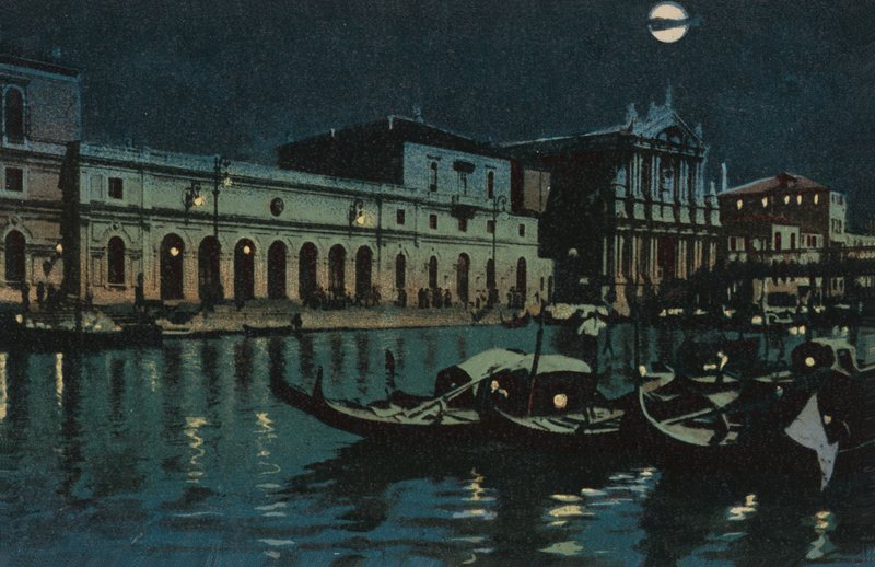 Venezia, Canal Grande (litografia a colori) da Italian School
