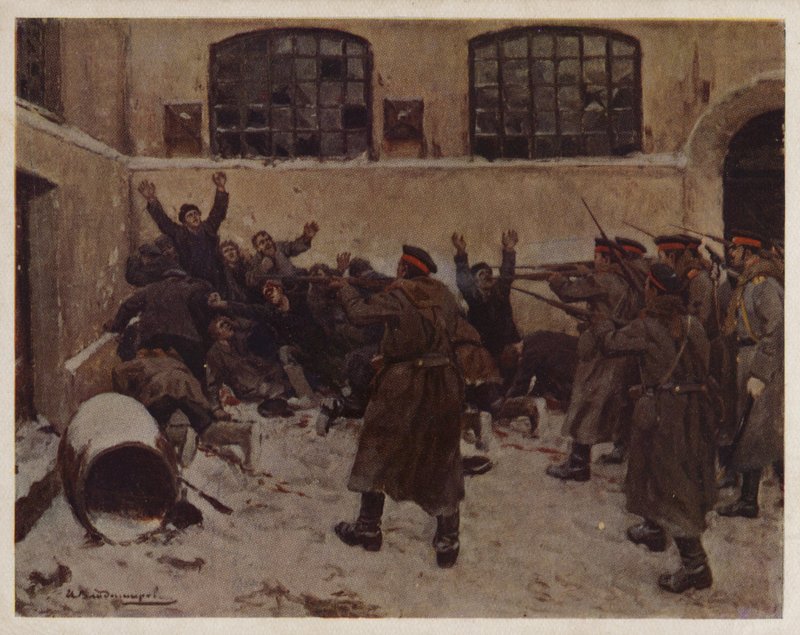 Soldati russi che sparano ai dimostranti nel quartiere Presnya di Mosca durante la Rivoluzione del 1905 da Ivan Alexeyevich (after) Vladimirov