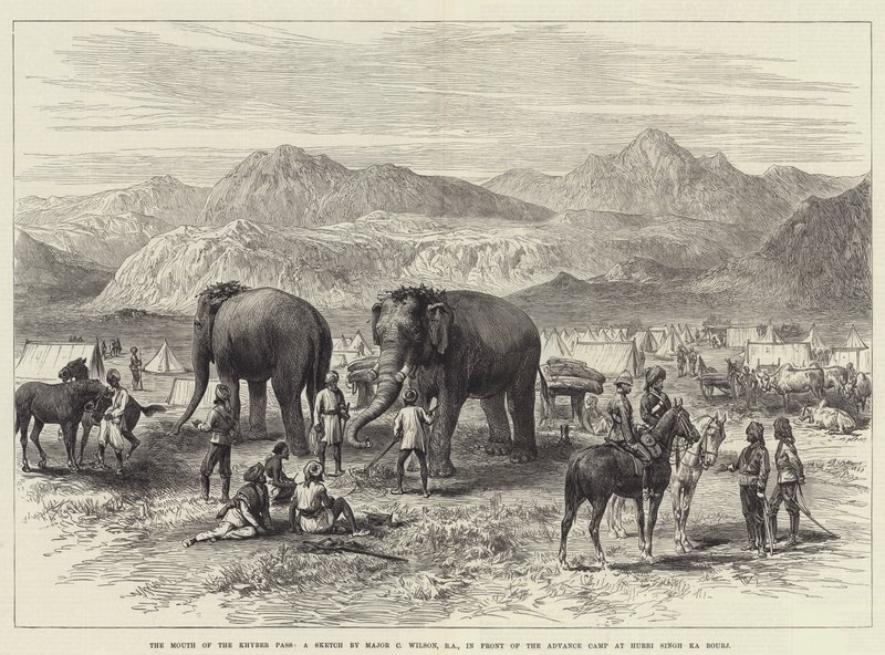 La Bocca del Passo del Khyber, davanti al Campo Avanzato a Hurri Singh Ka Bourj da J.C. Wilson