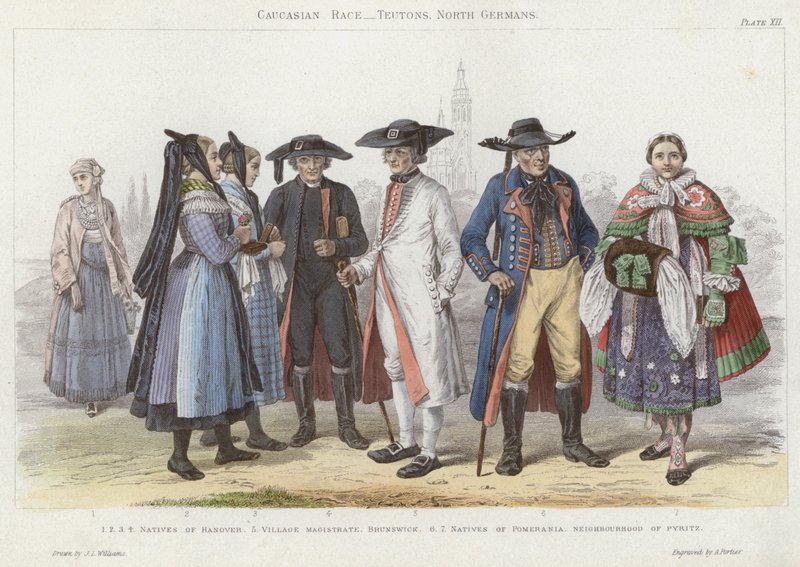 Razza caucasica, teutoni, tedeschi del nord da J.L. (after) Williams