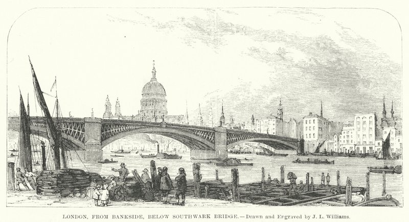 Londra, da Bankside, sotto il ponte di Southwark da J.L. (after) Williams