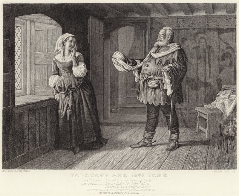 Falstaff e Mrs Ford, Le allegre comari di Windsor, Atto III, Scena III da J.M.L. Ralston