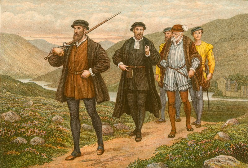 John Knox che porta la spada davanti a George Wishart, dopo il tentato assassinio a Dundee da J.M.L. Ralston