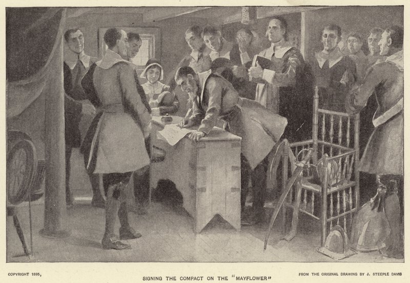 Firma del Patto sul "Mayflower" da J. (after) Steeple Davis