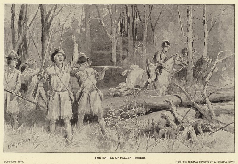 La battaglia di Fallen Timbers da J. (after) Steeple Davis
