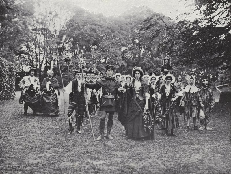 Il corteo di Sherborne, ballerini di Morris nel bosco da J. Benjamin Stone