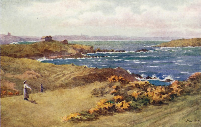 Il campo da golf tra St Lunaire e St Briac, St Cast in lontananza da J. Hardwicke Lewis