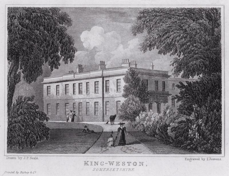 King-Weston, Somersetshire (incisione) da John Preston Neale