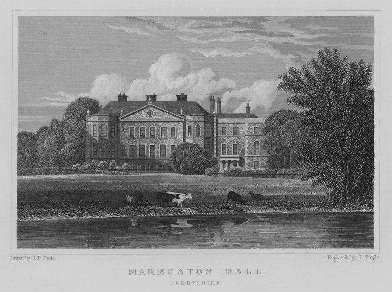 Markeaton Hall, Derbyshire (incisione) da John Preston Neale