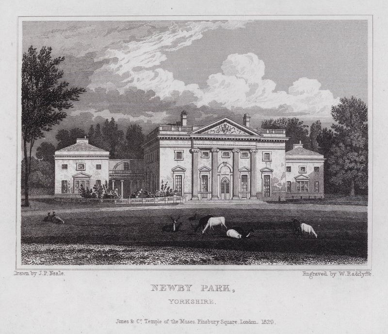Newby Park, Yorkshire (incisione) da John Preston Neale
