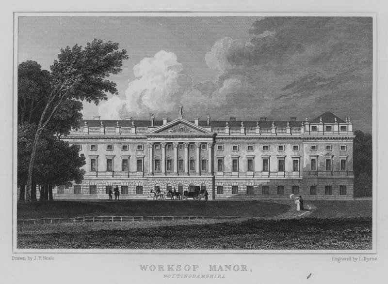 Worksop Manor, Nottinghamshire (incisione) da John Preston Neale