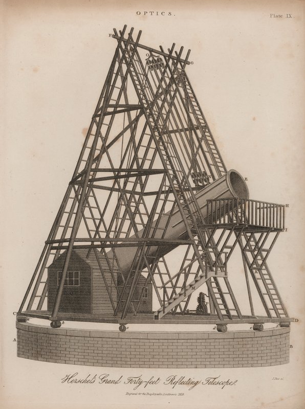 Telescopio riflettore di 40 piedi di William Herschel, Slough, Berkshire da J. Pass