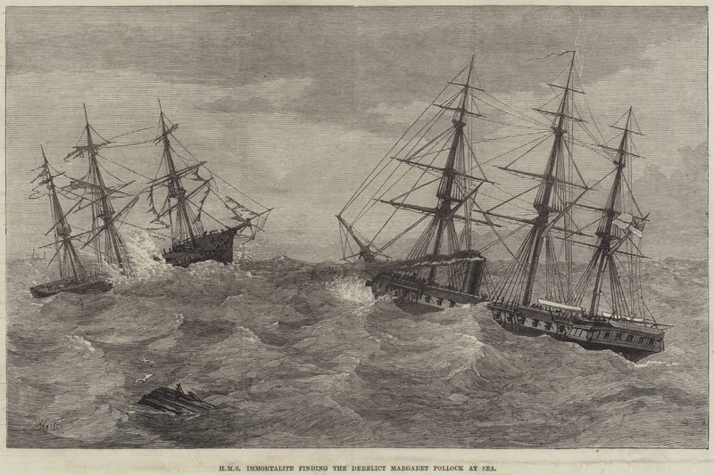 HMS Immortalité trova il relitto Margaret Pollock in mare da J. Wells