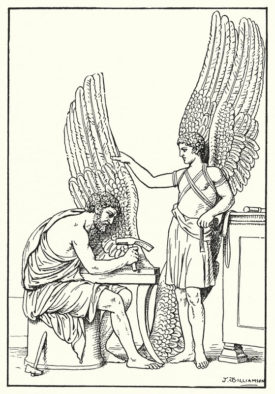 Dedalo e Icaro, da un bassorilievo, Roma da J. Williamson