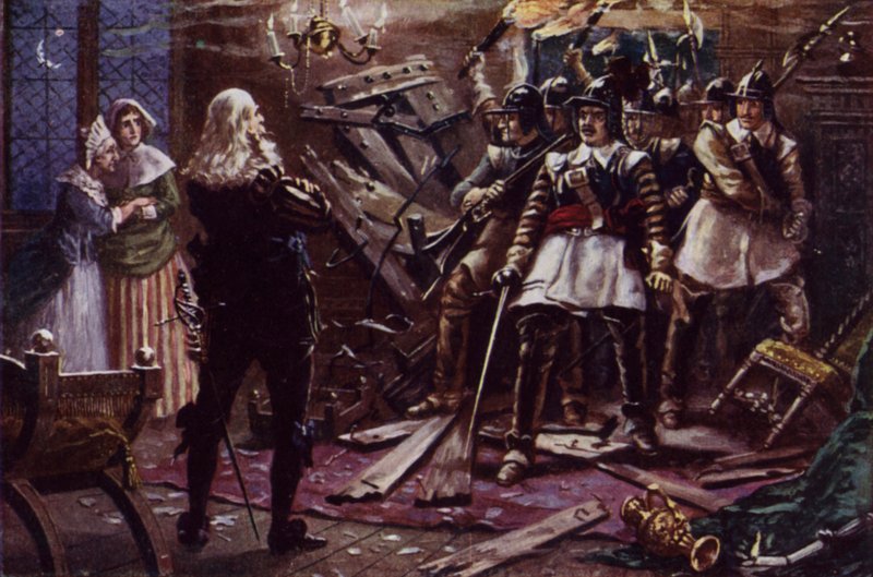 I soldati parlamentari di Oliver Cromwell che irrompono nella casa di un sostenitore del re Carlo I da J. Williamson
