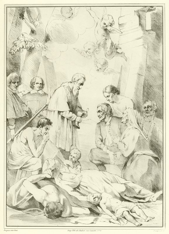 San Macario di Gand che aiuta le vittime della peste da Jacob van Oost