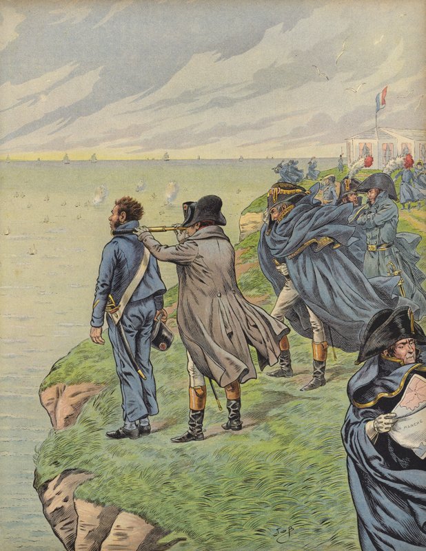 Napoleone Bonaparte che osserva la sua flotta mentre parte da Boulogne da Jacques Marie Gaston Onfray de Breville (Job)