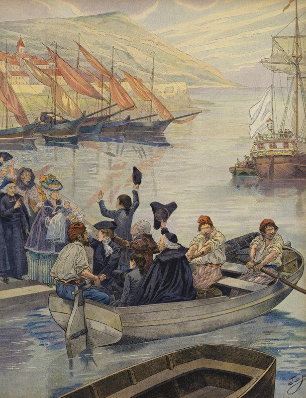 Il giovane Napoleone Bonaparte lascia la Corsica da Jacques Marie Gaston Onfray de Breville (Job)