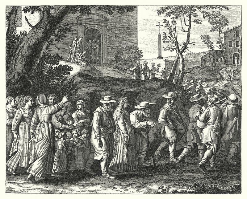 Il matrimonio del villaggio (incisione) da Jacques Stella