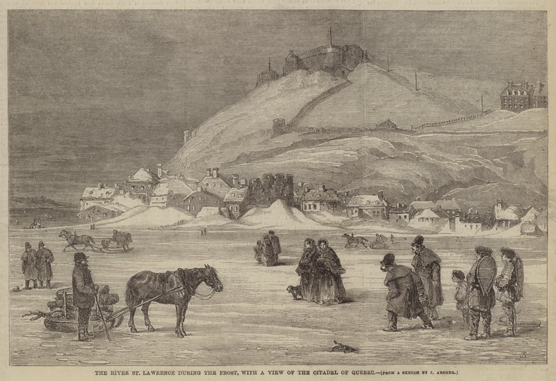 Il fiume San Lorenzo durante il gelo, con vista sulla cittadella di Quebec da James Archer