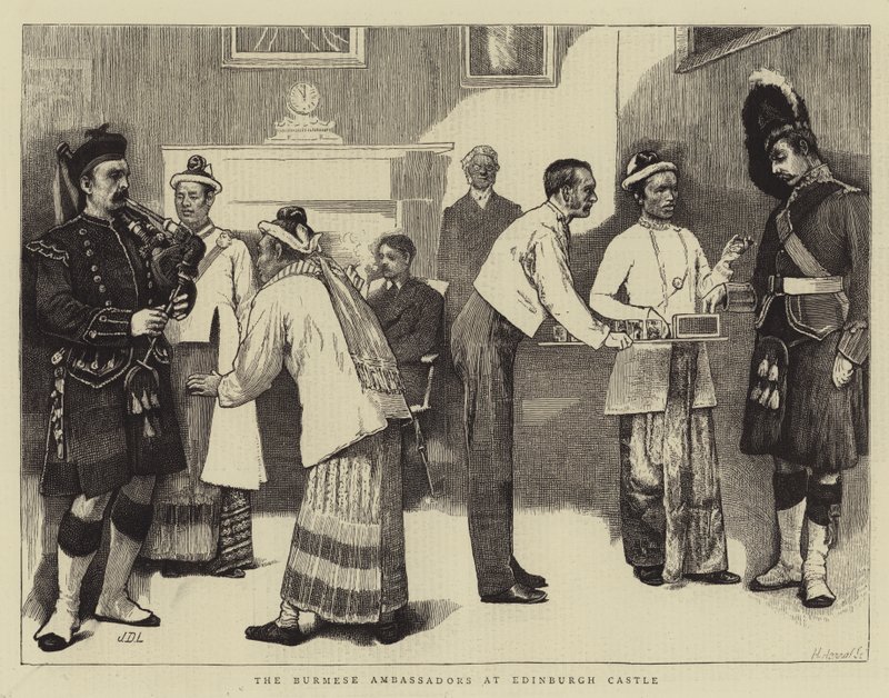Gli ambasciatori birmani al Castello di Edimburgo da James Dromgole Linton