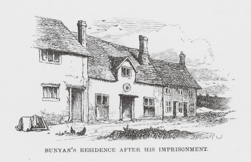 Residenza di Bunyan dopo la sua prigionia (incisione) da James Dawson Watson