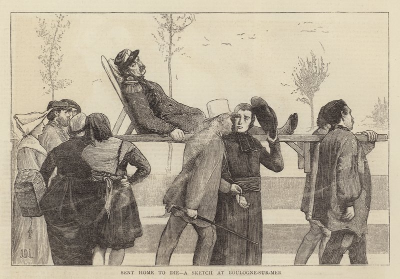 Mandato a casa per morire, uno schizzo a Boulogne-sur-Mer da James Dromgole Linton