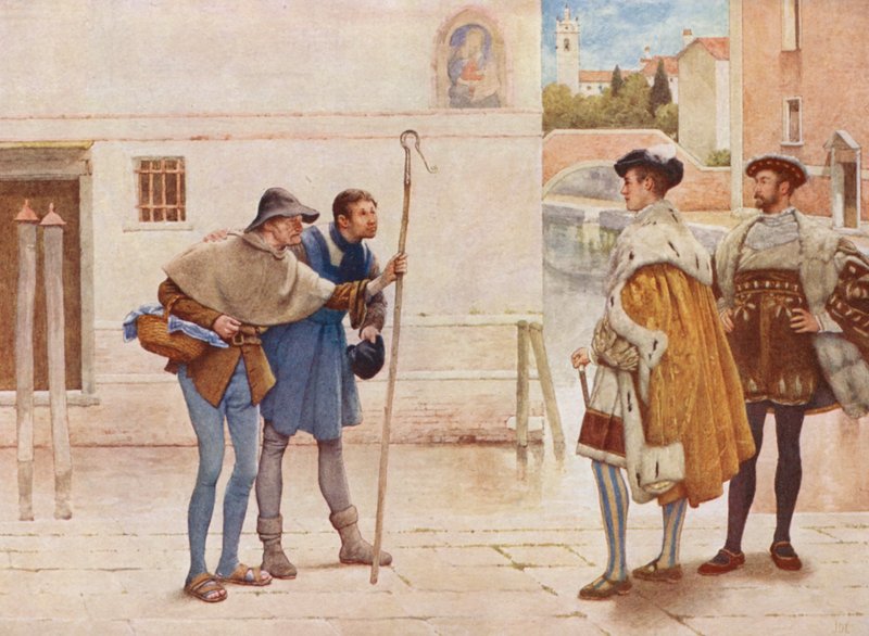 Il Mercante di Venezia di Shakespeare: Bassanio, Lorenzo, Vecchio Gobbo e Launcelot Gobbo da James Dromgole Linton