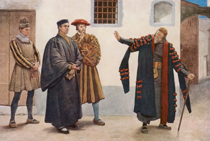 Il Mercante di Venezia di Shakespeare: Shylock, Antonio, Salarino e Carceriere da James Dromgole Linton