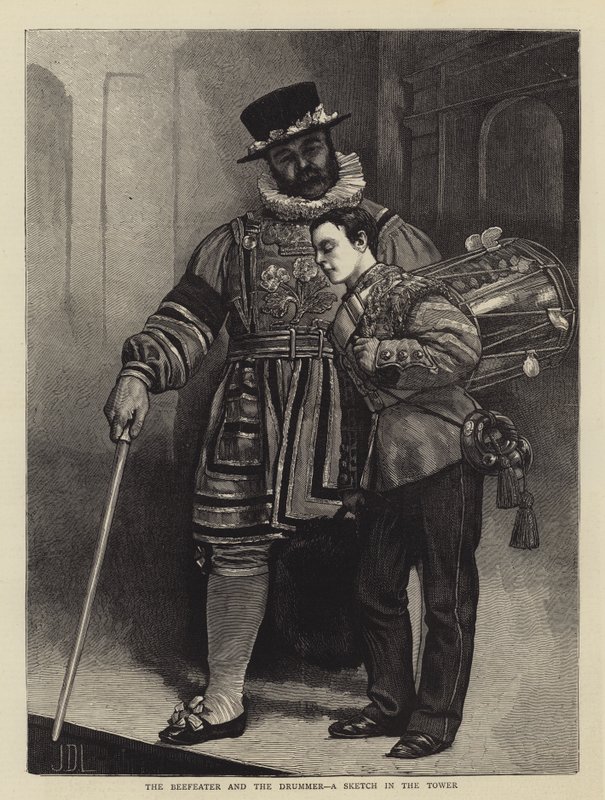 Il Beefeater e il Tamburino, uno schizzo nella Torre da James Dromgole Linton