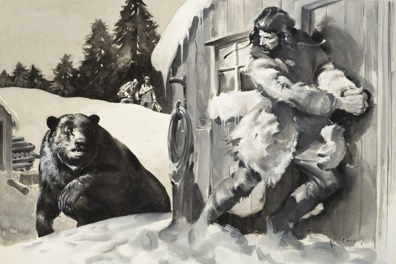 Orso Grizzly (gouache su carta) da James Edwin McConnell