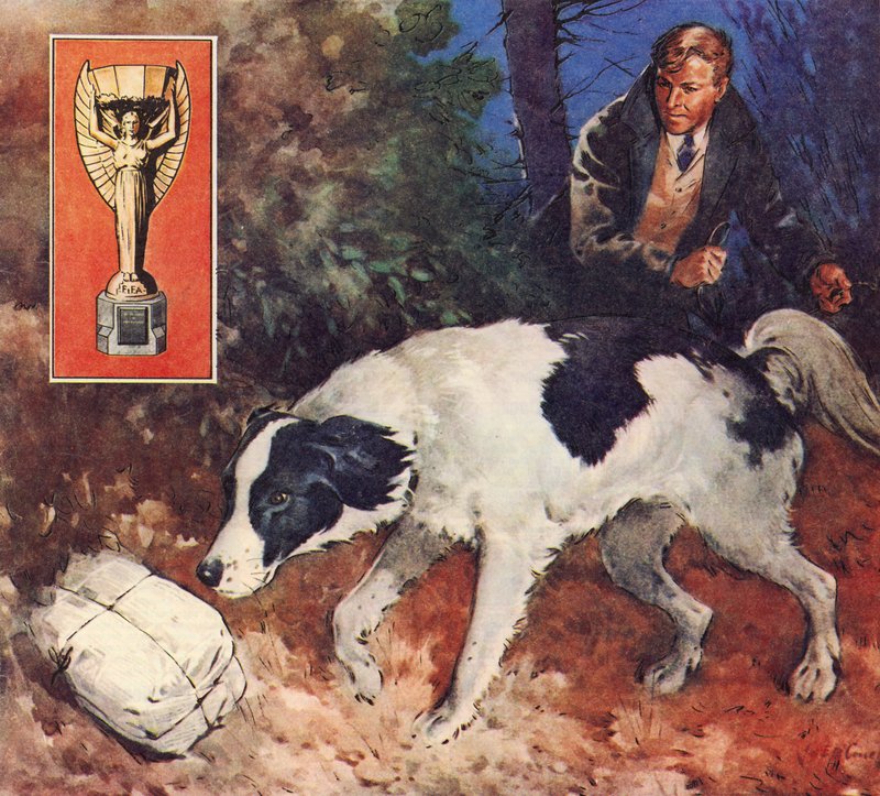 Pickles, il cane della Coppa del Mondo (litografia a colori) da James Edwin McConnell