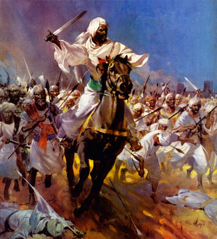 La lotta per Khartoum - Muhammad Ahmad (litografia a colori) da James Edwin McConnell