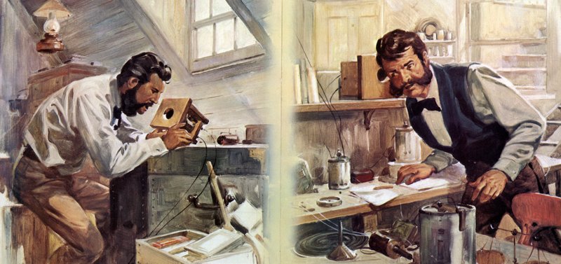 La prima telefonata (litografia a colori) da James Edwin McConnell