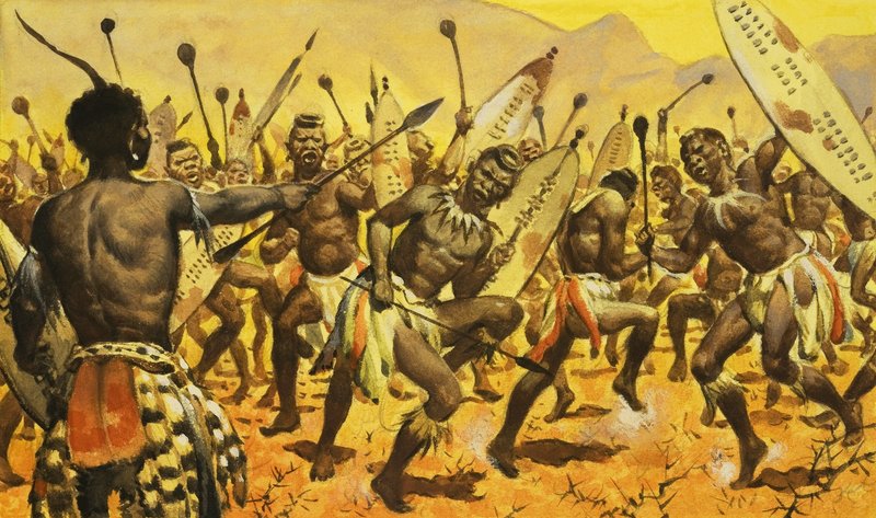 Guerrieri zulu costretti da Shaka a danzare su un terreno spinoso da James Edwin McConnell
