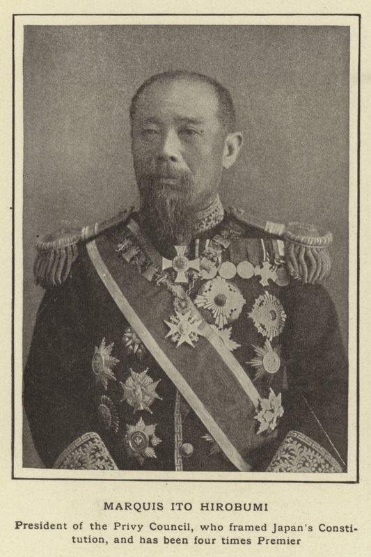 Marchese Ito Hirobumi, Presidente del Consiglio Privato, che ha redatto la Costituzione del Giappone, ed è stato quattro volte Premier da Japanese Photographer