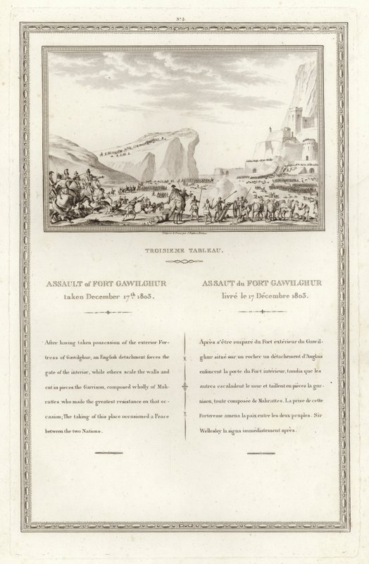 Assalto al Forte Gawilghur, preso il 17 dicembre 1803 da Jean Duplessi Bertaux