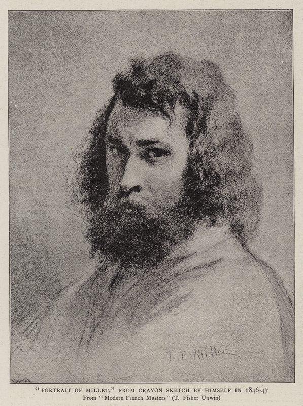Ritratto di Millet, da schizzo a matita di se stesso nel 1846-47 da Jean Francois I Millet