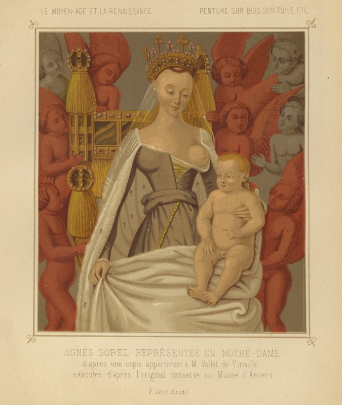 Agnese Sorel come Madonna Lactans (cromolitografia) da Jean (after) Fouquet